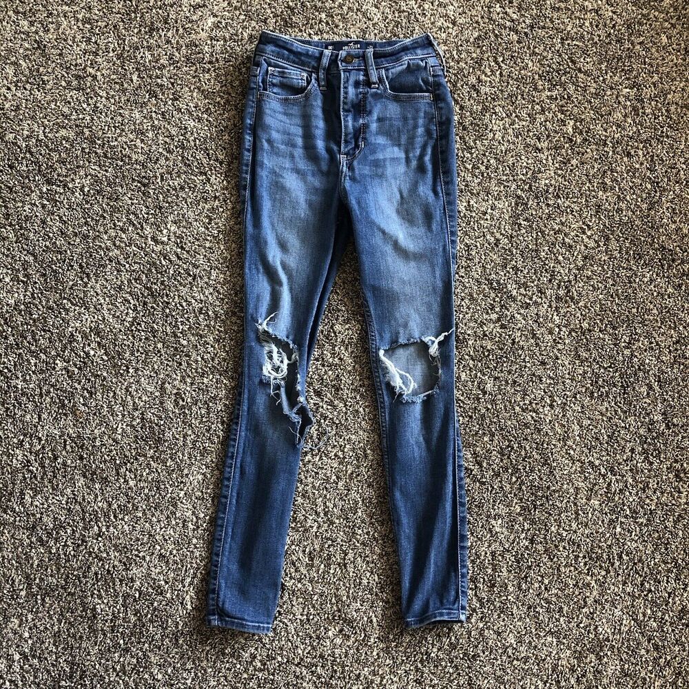 Hollister Ultra High- Rise Super Skinny Medium Wash Girl Jeans Size W 23 L 26 - Picture 1 of 7